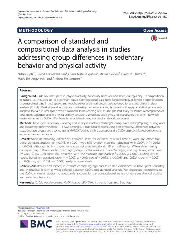 (PDF) A comparison of standard and compositional data analysis in ...