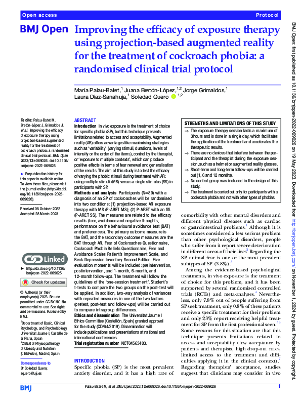 (PDF) Improving the efficacy of exposure therapy using projection-based ...