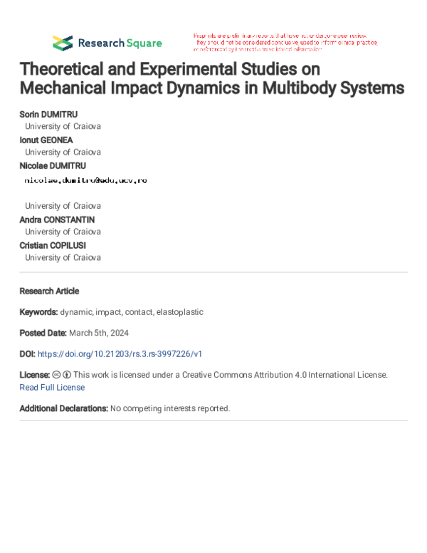(PDF) Theoretical and Experimental Studies on Mechanical Impact ...