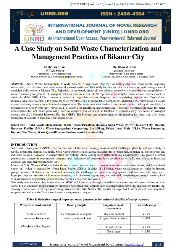 (PDF) A Case Study on Solid Waste Characterization and Management ...