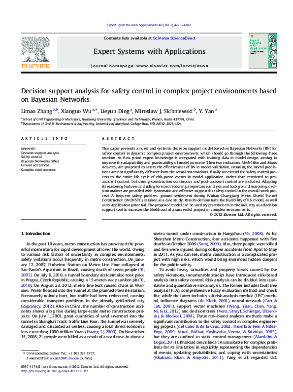 (PDF) Decision support analysis for safety control in complex project ...