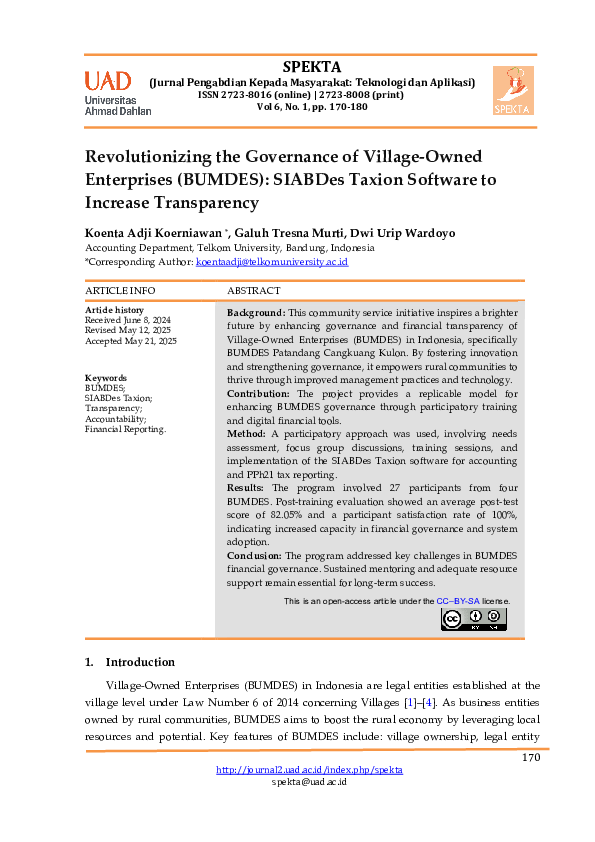 Pdf Revolutionizing The Governance Of Village Owned Enterprises
