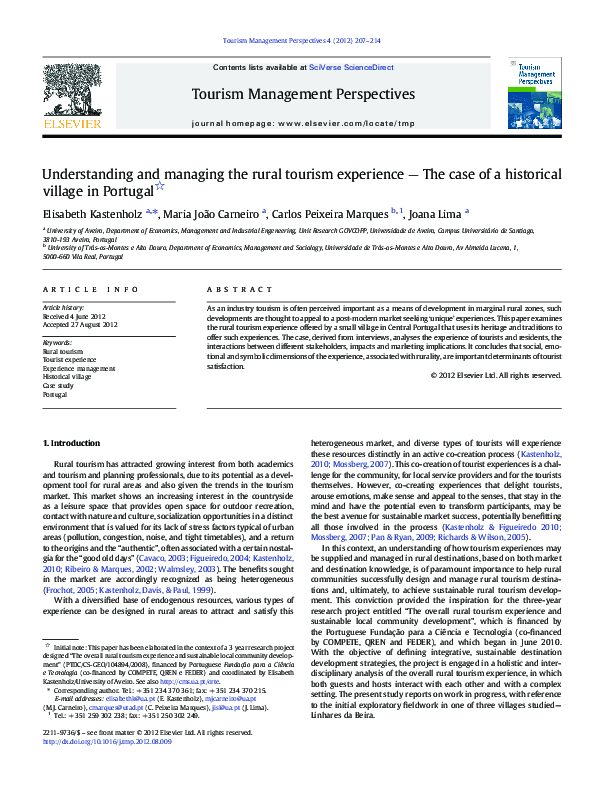 (PDF) Understanding and managing the rural tourism experience — The ...