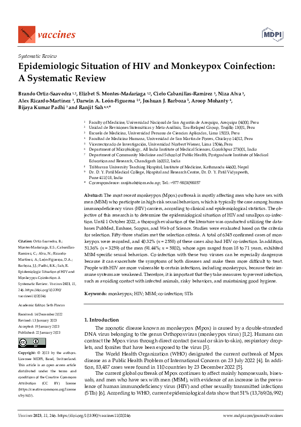 (PDF) Epidemiologic Situation of HIV and Monkeypox Coinfection: A ...