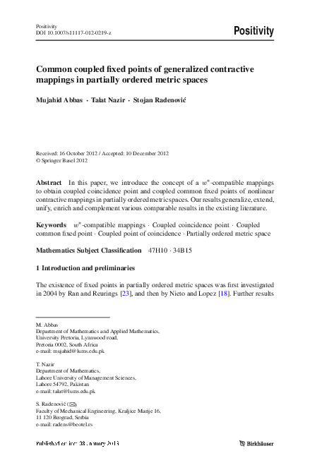 (PDF) Common coupled fixed points of generalized contractive mappings ...