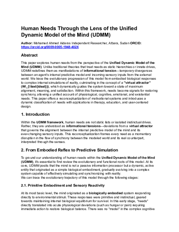 (PDF) Human Needs Through the Lens of the Unified Dynamic Model of the ...