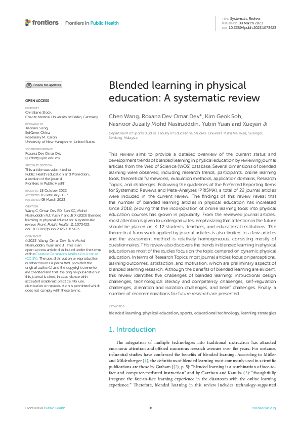 (PDF) Blended learning in physical education: A systematic review