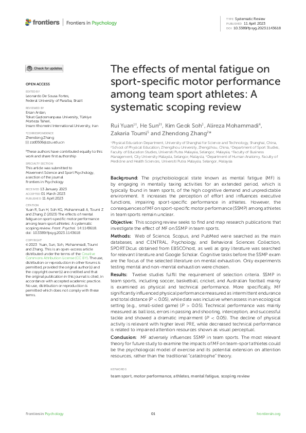 (PDF) The effects of mental fatigue on sport-specific motor performance ...