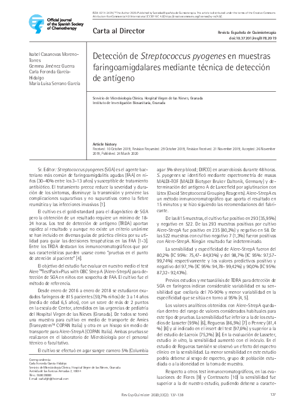 (PDF) Detection of Streptococcus pyogenes in throat swab samples using ...