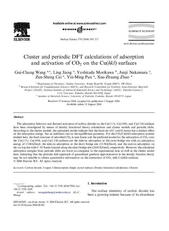 (PDF) Cluster and periodic DFT calculations of adsorption and ...