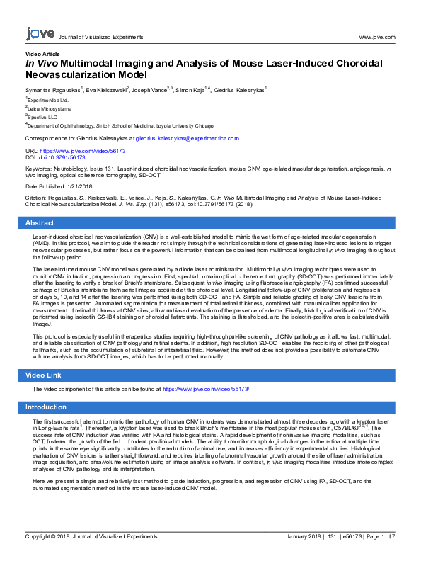 (PDF) In Vivo Multimodal Imaging and Analysis of Mouse Laser-Induced ...