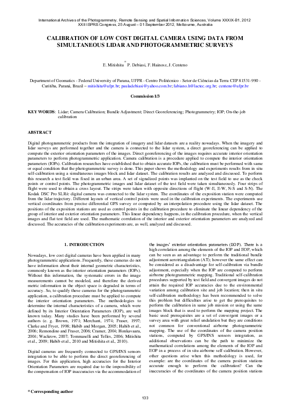 (PDF) Calibration of Low Cost Digital Camera Using Data from ...