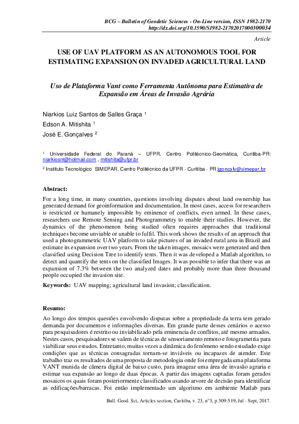 (PDF) Use of Uav Platform as an Autonomous Tool for Estimating ...