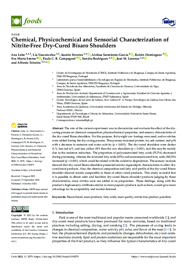 (PDF) Chemical, Physicochemical and Sensorial Characterization of ...