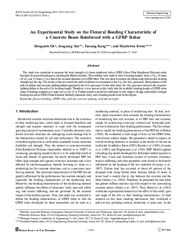 (PDF) An experimental study on the flexural bonding characteristic of a ...