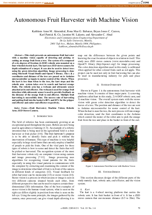 (PDF) Autonomous Fruit Harvester with Machine Vision