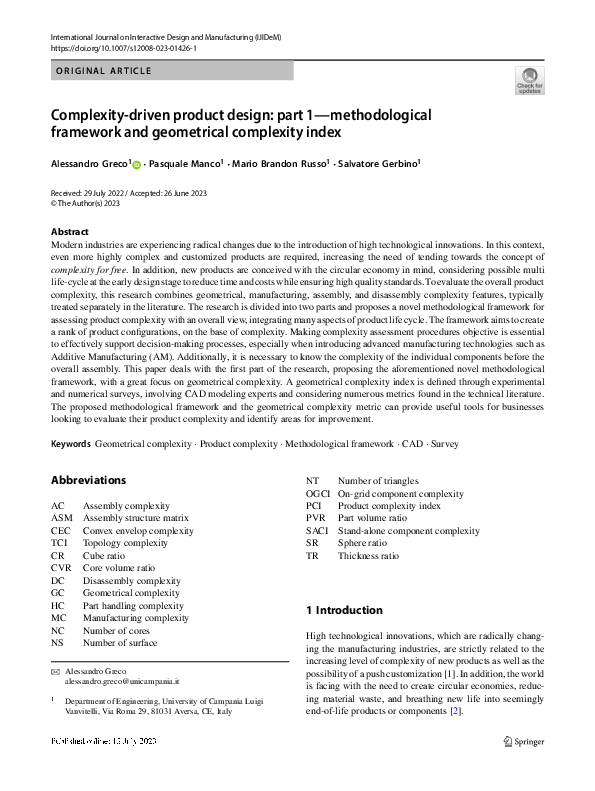 (PDF) Complexity-driven product design: part 1—methodological framework ...