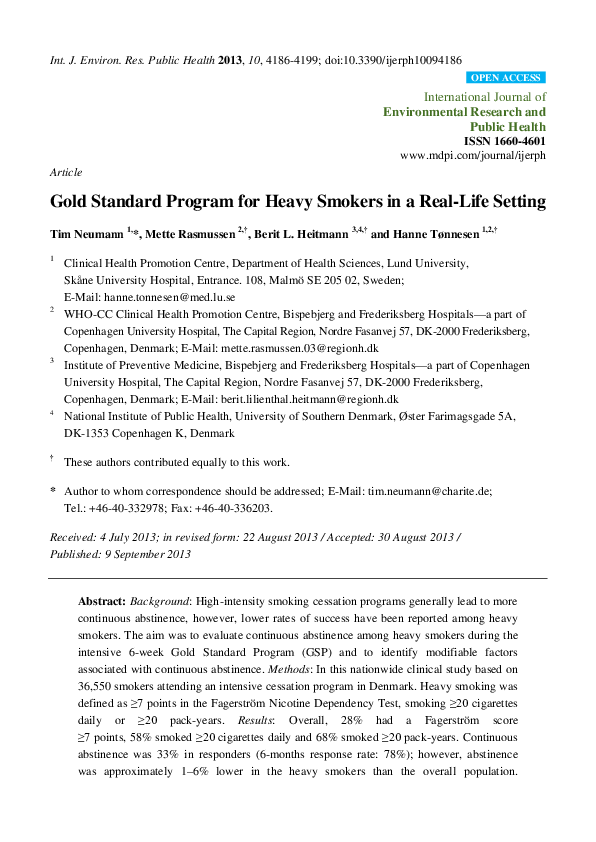 (PDF) Gold Standard Program for Heavy Smokers in a Real-Life Setting
