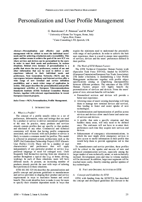 (PDF) Personalization and User Profile Management