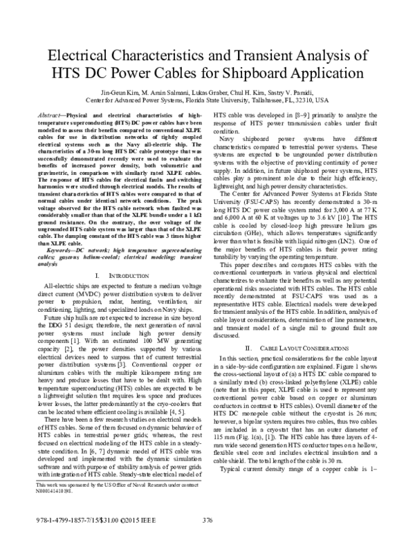 (PDF) Electrical characteristics and transient analysis of HTS DC power ...