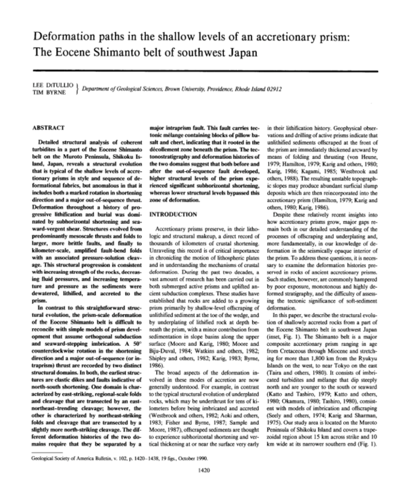 (PDF) Deformation paths in the shallow levels of an accretionary prism ...