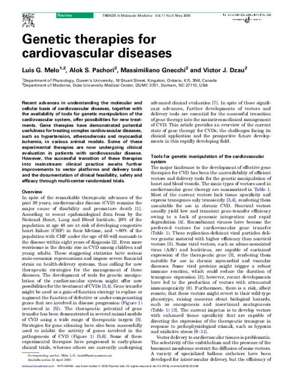 (PDF) Genetic therapies for cardiovascular diseases