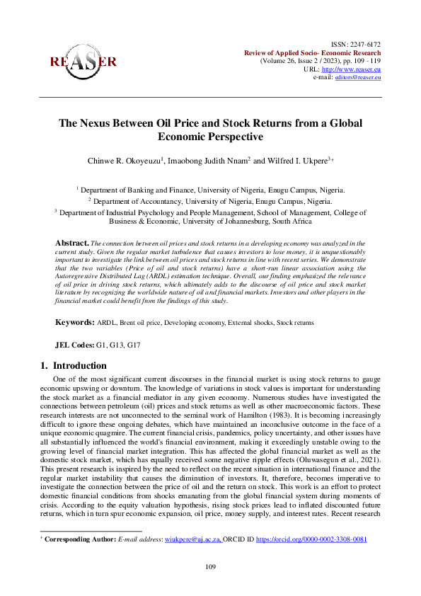 (PDF) The Nexus between Oil Price and Stock Returns from a Global ...