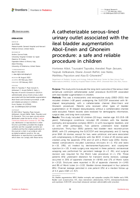 (PDF) A catheterizable serous-lined urinary outlet associated with the ...