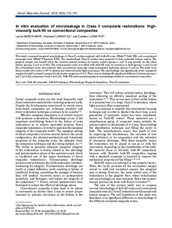 (PDF) In vitro evaluation of microleakage in Class II composite ...