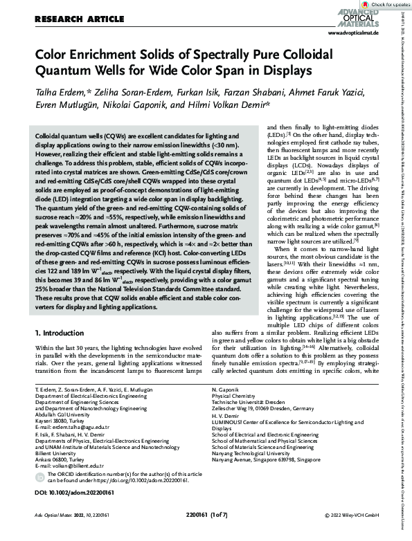 (PDF) Color Enrichment Solids of Spectrally Pure Colloidal Quantum ...