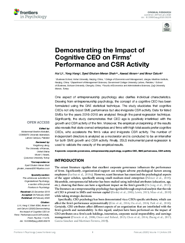 (PDF) Demonstrating the Impact of Cognitive CEO on Firms’ Performance ...