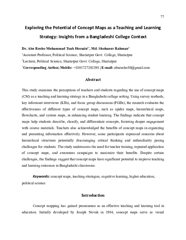 (PDF) Exploring the Potential of Concept Maps as a Teaching and ...