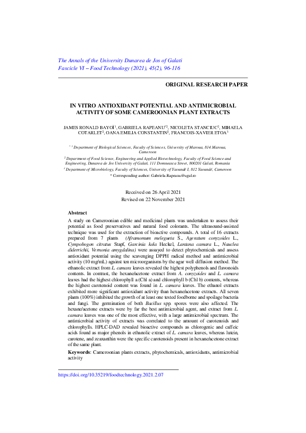 (PDF) In vitro antioxidant potential and antimicrobial activity of some ...