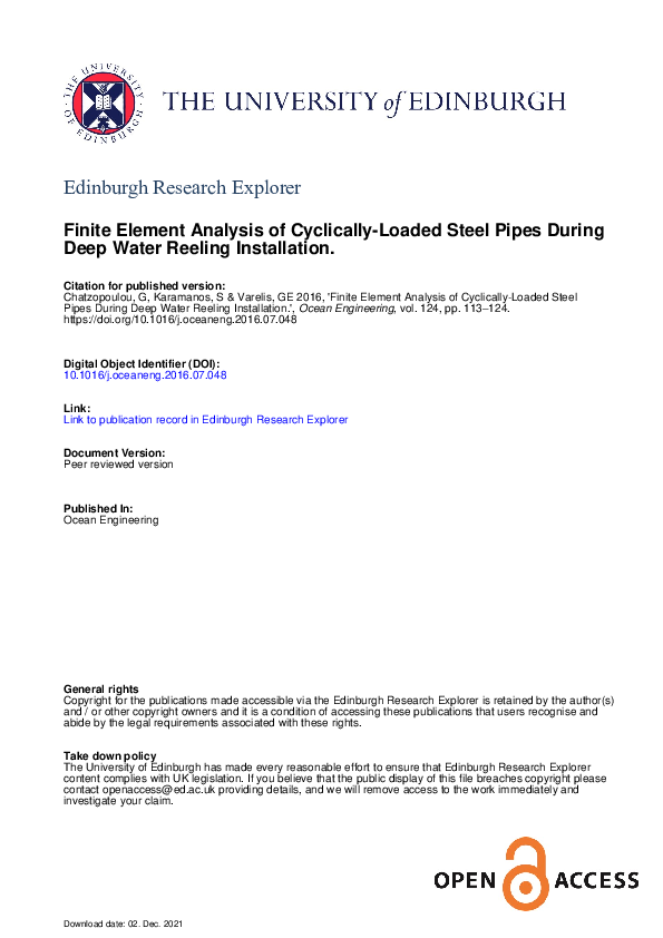(PDF) Finite element analysis of cyclically-loaded steel pipes during ...