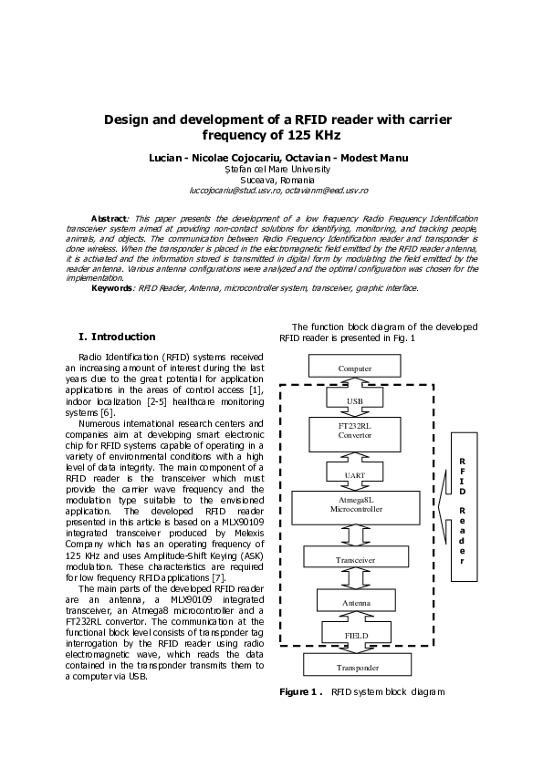 (PDF) Design and development of a RFID reader with carrier frequency of ...