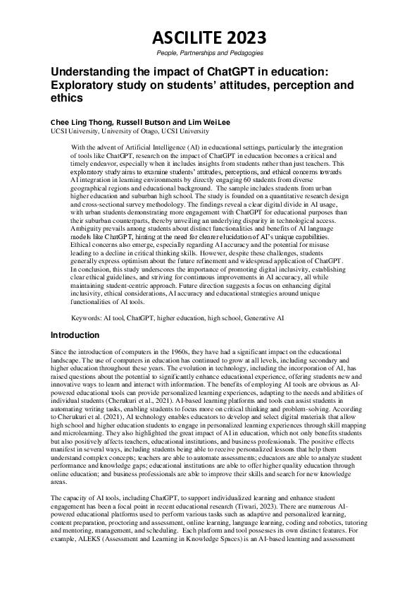 (PDF) Understanding the impact of ChatGPT in education