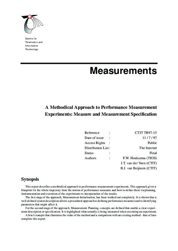 (PDF) A methodical approach to performance measurement experiments ...