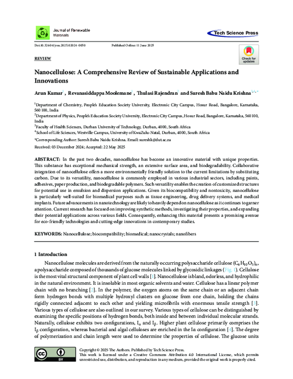 (PDF) Nanocellulose: A Comprehensive Review of Sustainable Applications ...