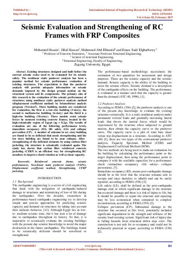 (PDF) Seismic Evaluation and Strengthening of RC Frames with FRP Composites