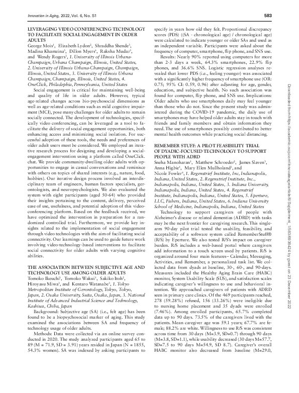 (PDF) Remember Stuff: A Pilot Feasibility Trial of Dyadic-Focused ...