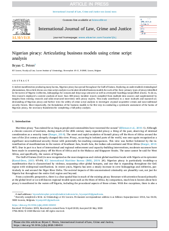 (PDF) Nigerian piracy: Articulating business models using crime script ... image.