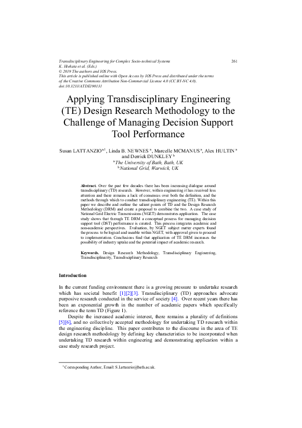 (PDF) Applying Transdisciplinary Engineering (TE) Design Research ...