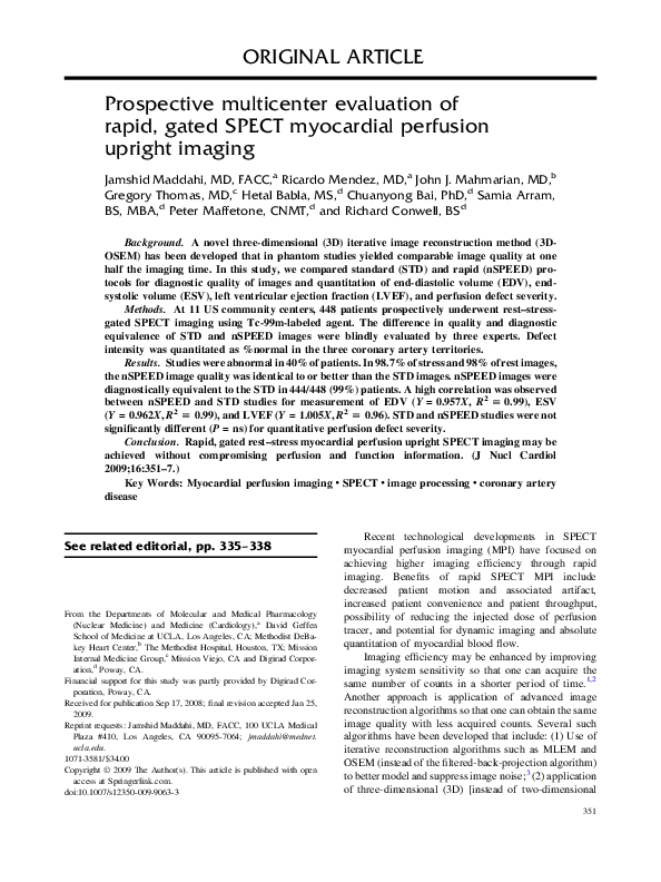 (PDF) Prospective multicenter evaluation of rapid, gated SPECT ...