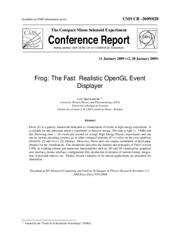 (PDF) Frog: The fast realistic OpenGL event displayer
