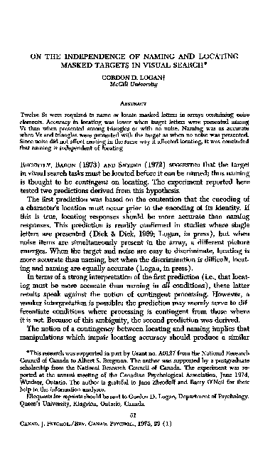 (PDF) On the independence of naming and locating masked targets in ...