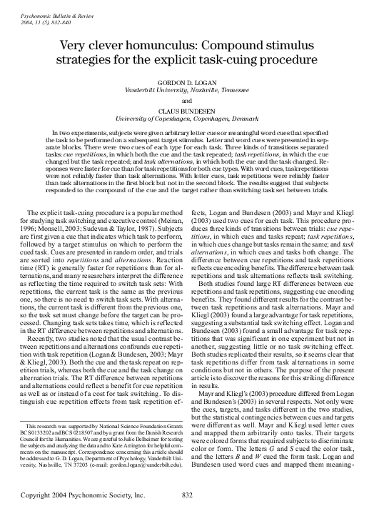 (PDF) Very clever homunculus: Compound stimulus strategies for the ...