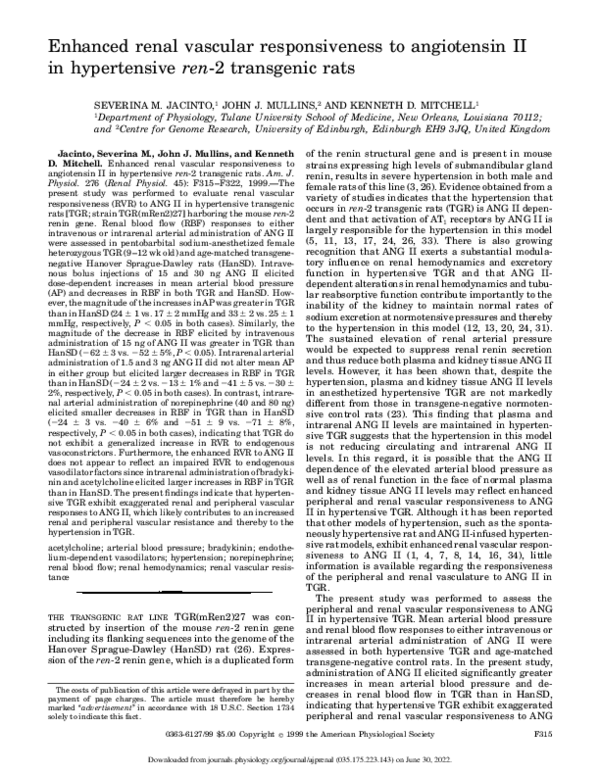 (PDF) Enhanced renal vascular responsiveness to angiotensin II in ...
