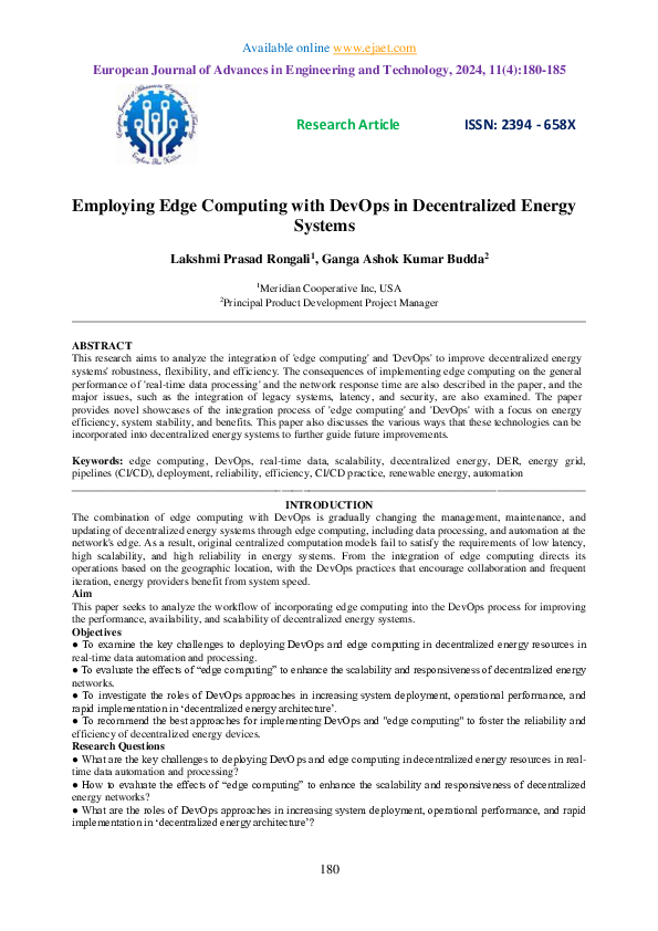 (PDF) Employing Edge Computing with DevOps in Decentralized Energy Systems