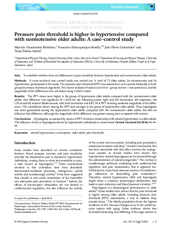 (PDF) Pressure pain threshold is higher in hypertensive compared with ...