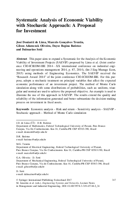 (PDF) Systematic Analysis of Economic Viability with Stochastic ...